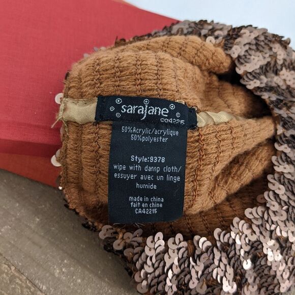 Sara Jane Full sequin hat Barret beanie rose gold brown - Picture 2 of 7